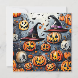 ハッピーハロウィンのかわいい怖いお菓子やイタズラのデザイン 招待状