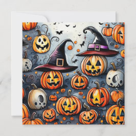 ハッピーハロウィンのかわいい怖いお菓子やイタズラのデザイン 招待状