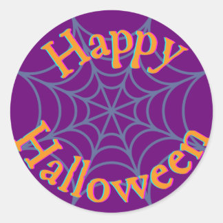ハッピーハロウィンのスパイダーウェブ ラウンドシール