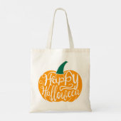 ハッピーハロウィンの文字を彫ったかぼちゃ トートバッグ (裏面)