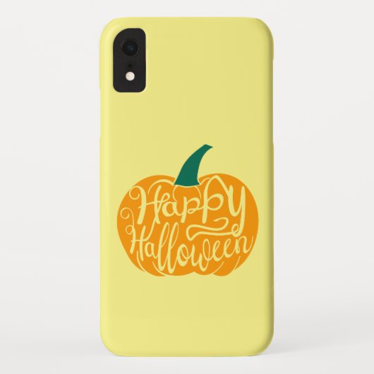 ハッピーハロウィンの文字を彫ったかぼちゃ Case-Mate iPhoneケース (裏面)