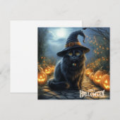 ハッピーハロウィンの黒猫とカボチャ シーズンカード (正面/裏面)