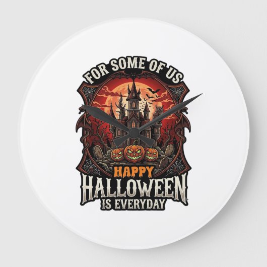 ハッピーハロウィンは毎日: 幽霊の城のかぼちゃ ラージ壁時計 (正面)
