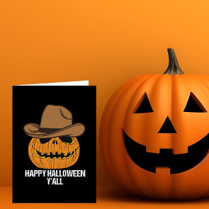 ハッピーハロウィンみんなカウボーイジャックオーランタンカード