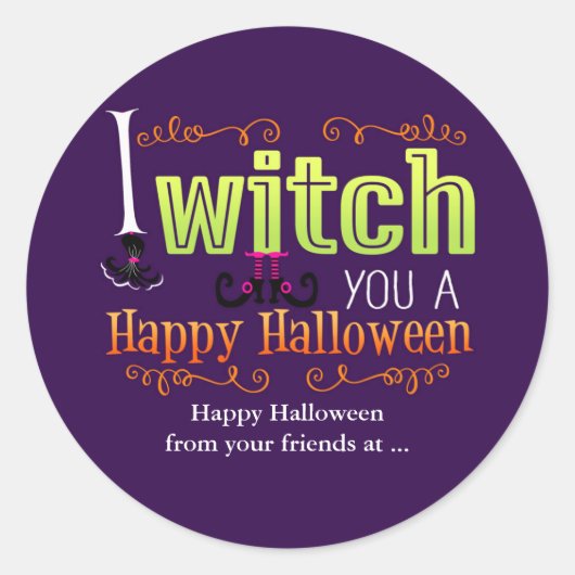 ハッピーハロウィンをウィッチします お礼ステッカー ラウンドシール (正面)