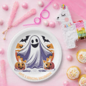 ハッピーハロウィンゴースト ペーパープレート (パーティー)