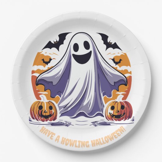 ハッピーハロウィンゴースト ペーパープレート (正面)