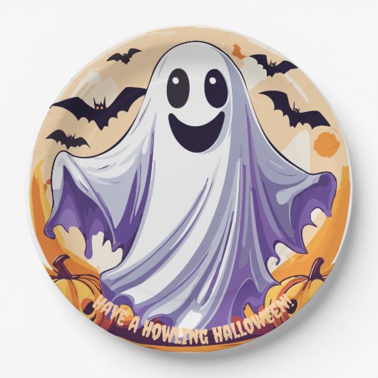 ハッピーハロウィンゴースト ペーパープレート (正面)