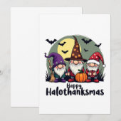 ハッピーハロウィンサンクスマス クリスマス ハロウィーン ノーム 招待状 (正面/裏面)