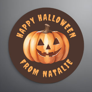 ハッピーハロウィンステッカー(名入れ可能) ラウンドシール