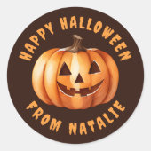ハッピーハロウィンステッカー（名入れ可能） ラウンドシール (正面)