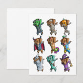 ハッピーハロウィンダックスフンドミューミードキシー犬ハロウィン 招待状 (正面/裏面)