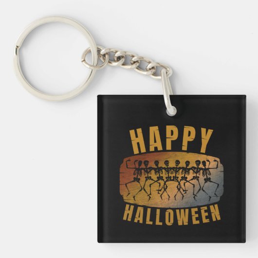 ハッピーハロウィンダンシングスケルトン キーホルダー (正面)