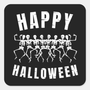 ハッピーハロウィンダンシングスケルトン スクエアシール