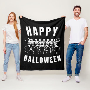 ハッピーハロウィンダンシングスケルトン フリースブランケット