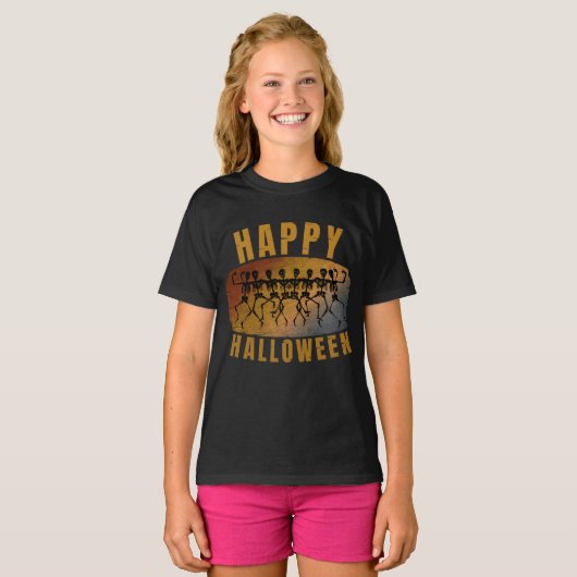 ハッピーハロウィンダンシングスケルトン Tシャツ (正面フル)