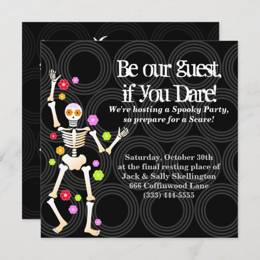 ハッピーハロウィンハロウィーン&ディア·デ·ロス·ムエルトス！ 招待状 (正面/裏面)