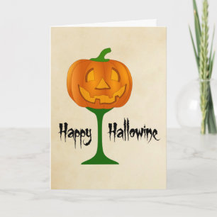 ハッピーハロウィンパンプキンワイングラスハロウィーン カード