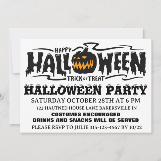 ハッピーハロウィンパーティー招待状 シーズンカード (正面)