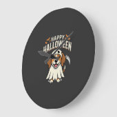 ハッピーハロウィンビーグル犬デザイン1 ラージ壁時計 (傾斜)