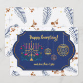 ハッピーハロウィンブルー＆ゴールドのホリデーカード シーズンカード (正面/裏面)