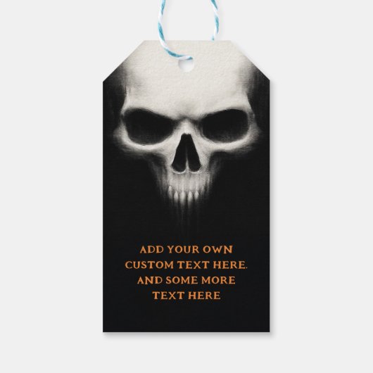 ハッピーハロウィン不気味な幽霊ドクロ黒オレンジ ギフトタグ (裏面)