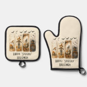 ハッピーハロウィン不気味パンプキンスカカカロー幽霊 鍋つかみ&鍋敷きセット (正面)