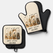 ハッピーハロウィン不気味パンプキンスカカカロー幽霊 鍋つかみ&鍋敷きセット (正面/裏面)