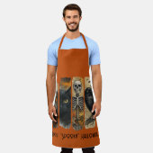 ハッピーハロウィン不気味パンプキンスケルトンカラス エプロン (着用した状態)