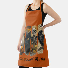 ハッピーハロウィン不気味パンプキンスケルトンカラス エプロン