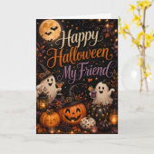 ハッピーハロウィン友達へ カード (黄色い花)