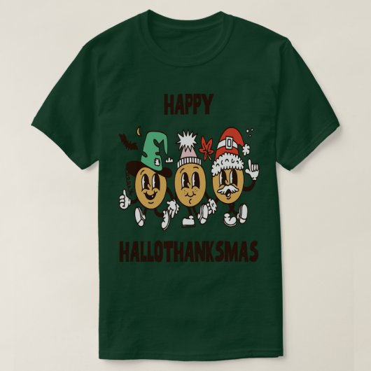 ハッピーハロウィン感謝祭マス 8 Tシャツ (デザイン正面)