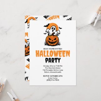 ハッピーハロウィン おばけとかぼちゃのパーティー 招待状