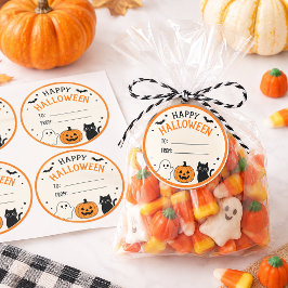 ハッピーハロウィン おばけ かぼちゃ 黒猫 グッズ ラウンドシール