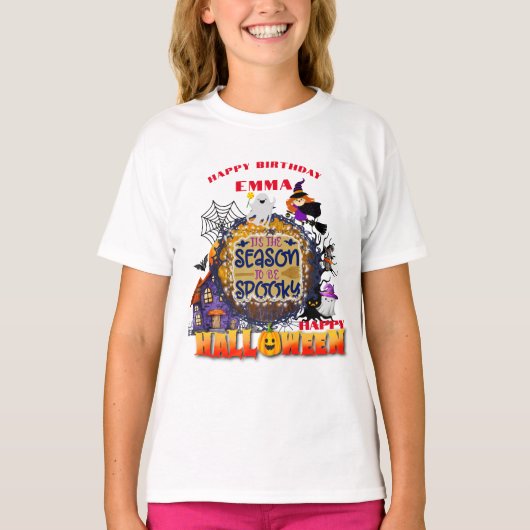 ハッピーハロウィン!お化けの季節のお祝い Tシャツ (正面)
