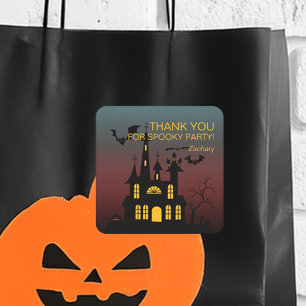 ハッピーハロウィン!お化け屋敷のグラデーション スクエアシール