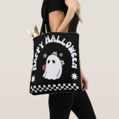 ハッピーハロウィン かわいいお化け | かわいい花の幽霊 トートバッグ (クローズアップ)