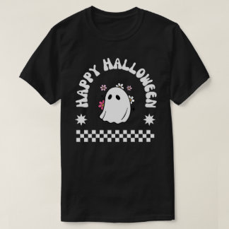ハッピーハロウィン かわいいお化け | かわいい花の幽霊 Tシャツ