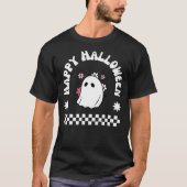 ハッピーハロウィン かわいいお化け | かわいい花の幽霊 Tシャツ (正面)