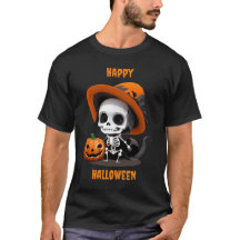 ハッピーハロウィン かわいいスイーツ系スケルトンとパンプキン