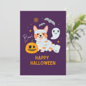 ハッピーハロウィン かわいいミイラ犬 シーズンカード (スタンド正面)