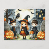 ハッピーハロウィン かわいい衣装の子供たち シーズンポストカード (正面)