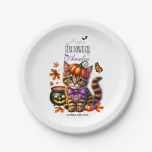 ハッピーハロウィン かわいい魔法使いのクマ ペーパープレート