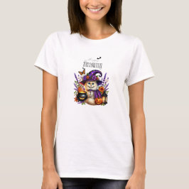 ハッピーハロウィン かわいい魔法使いのクマ Tシャツ