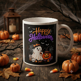 ハッピーハロウィン かわいい おばけ パンプキン スプーキー ジャンボコーヒーマグカップ