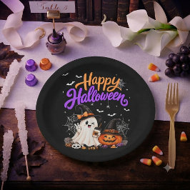 ハッピーハロウィン かわいい おばけ パンプキン スプーキー ペーパープレート