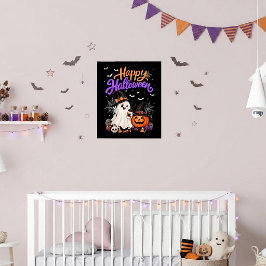 ハッピーハロウィン かわいい おばけ パンプキン スプーキー ポスター