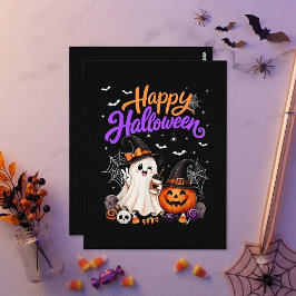 ハッピーハロウィン かわいい おばけ パンプキン スプーキー ポストカード