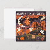 ハッピーハロウィン ほうきに乗る空想の魔女 シーズンカード (正面/裏面)
