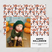 ハッピーハロウィン オレンジキノコ 秋 フォト シーズンカード (正面/裏面)